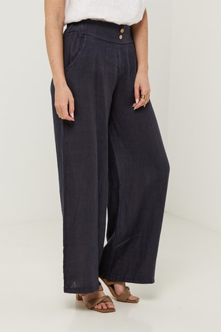 Pantalon en lin - Bleu marine