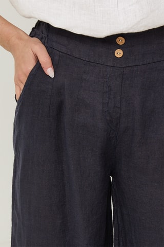 Pantalon en lin - Bleu marine