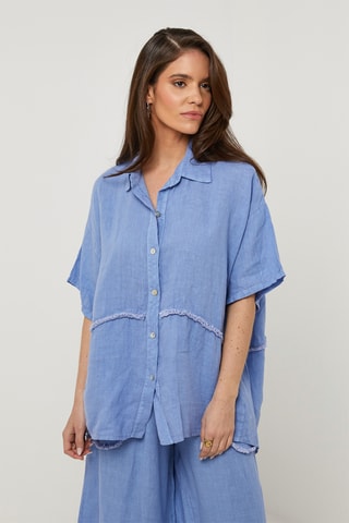 Chemisier en lin - Bleu