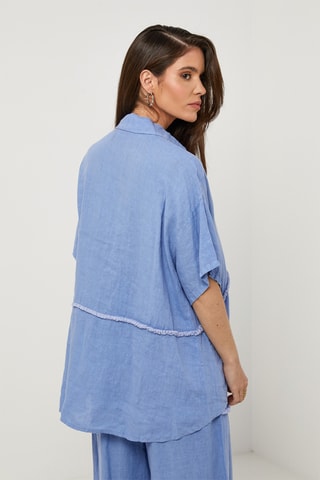 Chemisier en lin - Bleu
