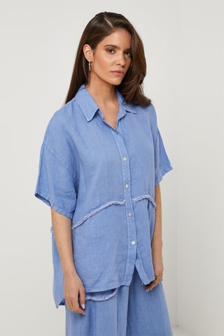 Chemisier en lin - Bleu