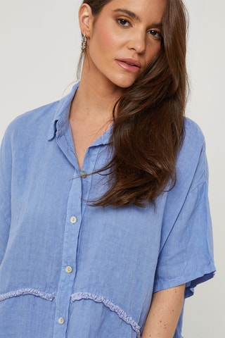 Chemisier en lin - Bleu