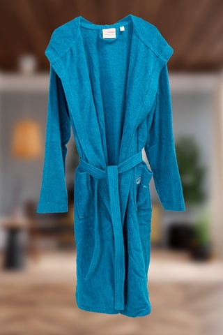 Albornoz con capucha - Azul pato