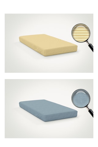 2 sábanas bajeras - Amarillo y azul