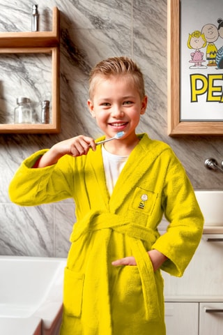 Albornoz con capucha Snoopy - Amarillo
