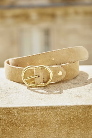 Cinturón de nobuk Helene - Beige