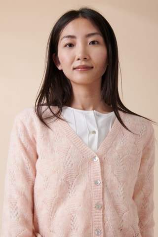 Cárdigan de lana y mohair Martigues - Salmón