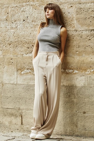 Pantalón de tiro alto Paloma - Beige