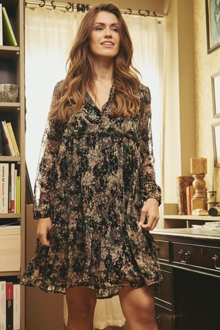 Vestido evasé Raquel - Verde