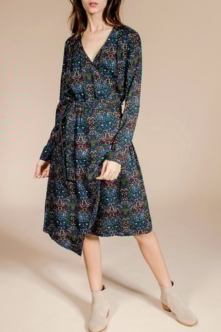 Vestido cruzado Renaissance - Azul pato y negro 