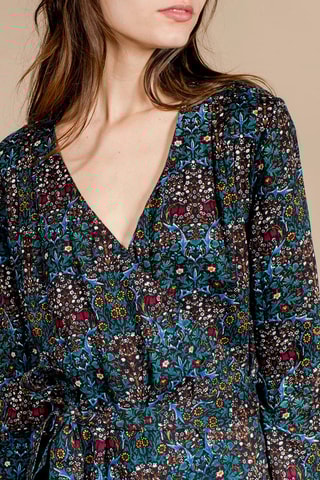 Vestido cruzado Renaissance - Azul pato y negro 