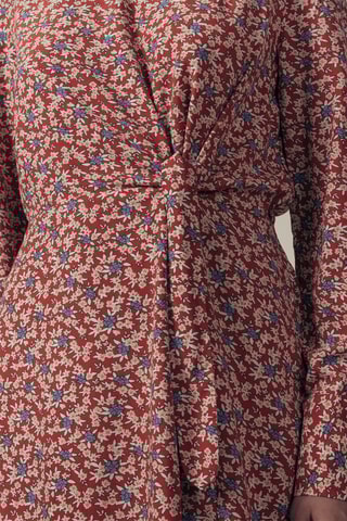 Vestido evasé Ryo - Rojo y beige