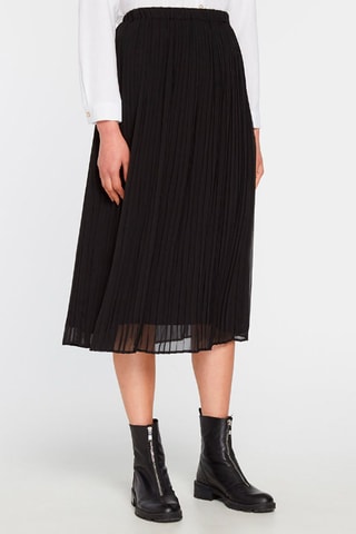 Falda midi plisada - Negro