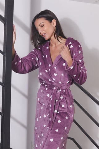 Fleece Badjas met Capuchon Zoli - Paars