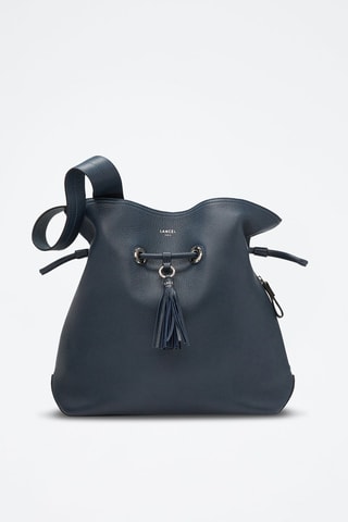 Sac seau en cuir Sacha M - Bleu pétrole