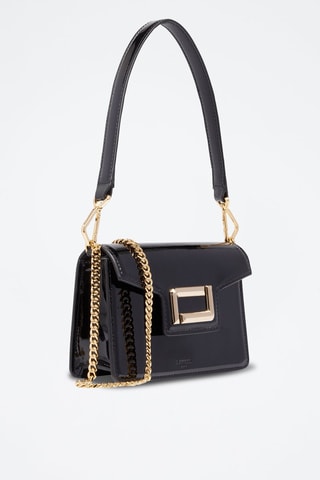 Sac porté épaule en cuir verni Angèle Mini - Noir
