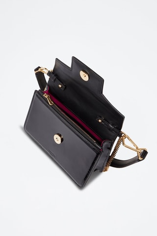 Sac porté épaule en cuir verni Angèle Mini - Noir