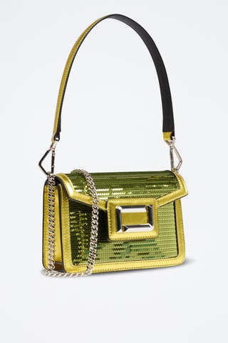 Sac porté épaule en cuir Angèle Mini - Doré