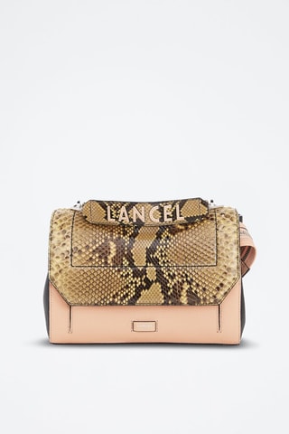 Sac bandoulière en cuir Ninon L - Nude et noir 