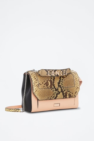 Sac bandoulière en cuir Ninon L - Nude et noir 