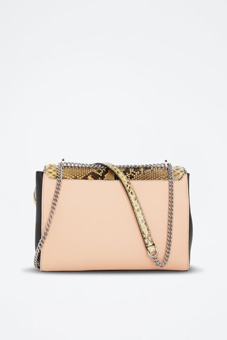 Sac bandoulière en cuir Ninon L - Nude et noir 