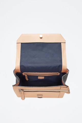 Sac bandoulière en cuir Ninon L - Nude et noir 