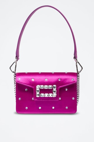 Sac porté épaule en cuir Angele Mini - Fuchsia
