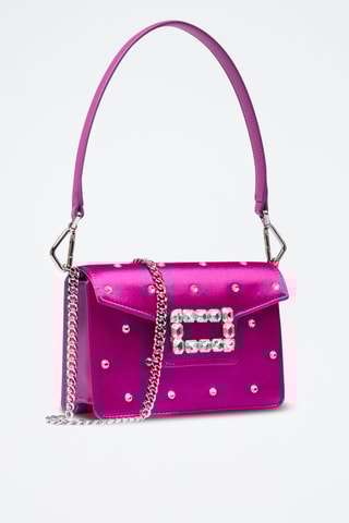 Sac porté épaule en cuir Angele Mini - Fuchsia