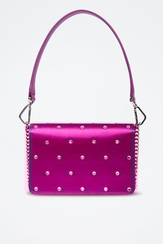 Sac porté épaule en cuir Angele Mini - Fuchsia