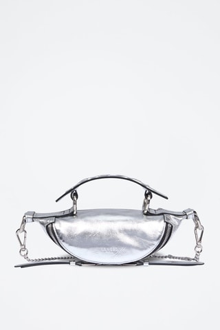 Sac bandoulière en cuir Origami Mini - Argenté