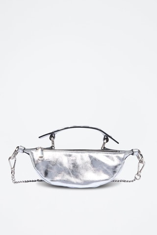 Sac bandoulière en cuir Origami Mini - Argenté