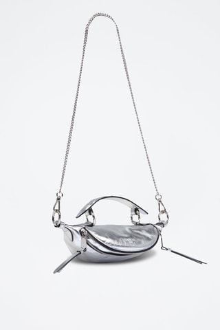 Sac bandoulière en cuir Origami Mini - Argenté