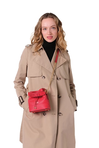 Borsa a secchiello in pelle Ninon - Rosso