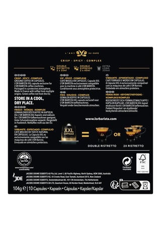 50 cápsulas - Café Doble Ristretto - Intensidad 11 - 5 x 10 cápsulas L'Or Barista