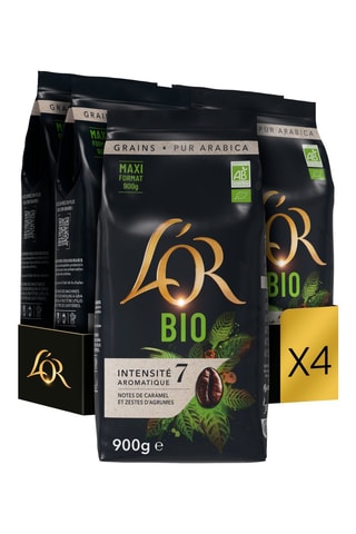 4 x 900 g - Café en grano L'Or ecológico - Intensidad 7