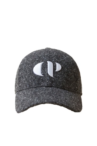 Casquette en laine et soie - Gris foncé chiné