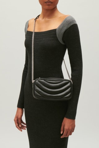 Sac bandoulière en cuir de mouton - Noir