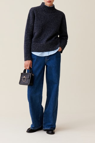 Pull en laine et soie - Bleu marine