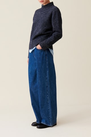 Pull en laine et soie - Bleu marine