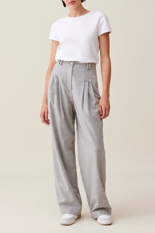 Pantalon wide legs en laine - Gris clair