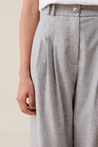 Pantalon wide legs en laine - Gris clair