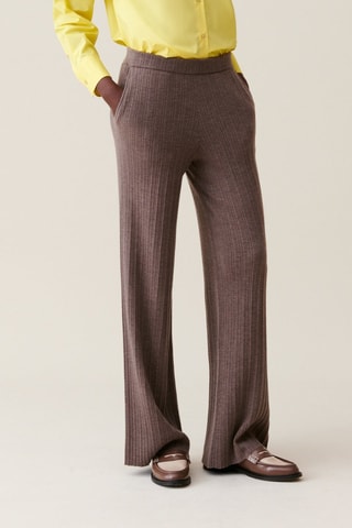 Pantalon wide legs en laine - Taupe