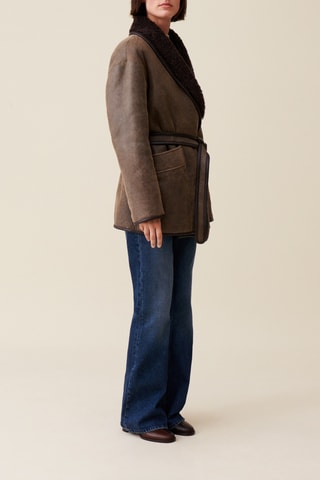 Manteau en peau lainée - Marron