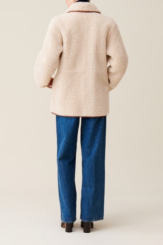 Manteau réversible en cuir - Ecru et marron