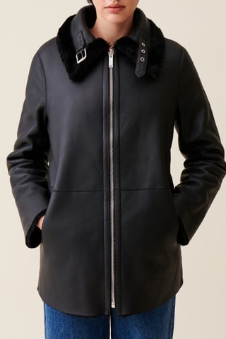 Manteau réversible en cuir - Noir