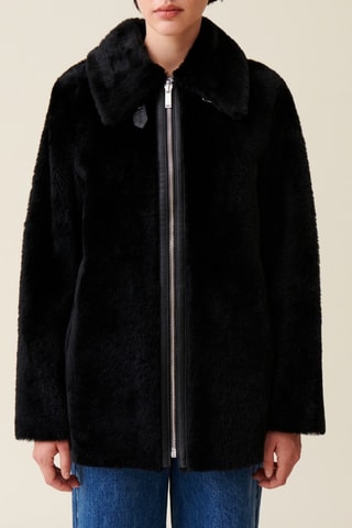 Manteau réversible en cuir - Noir