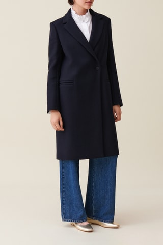 Veste longue en laine - Bleu marine