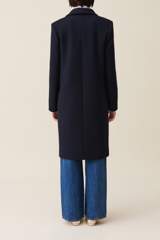 Veste longue en laine - Bleu marine