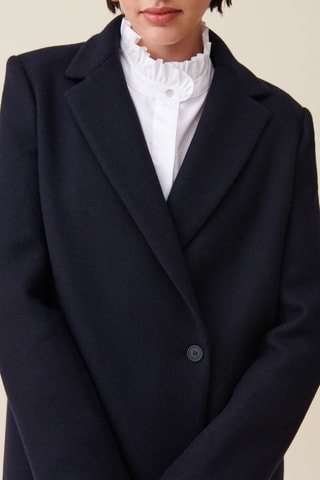 Veste longue en laine - Bleu marine