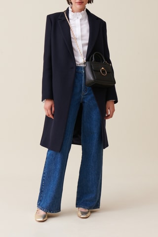 Veste longue en laine - Bleu marine